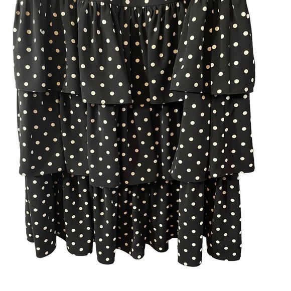 Cinq A Sept Rowena Black White Polka Dot Ruffle Tiered Midi Skirt Size 8 - Picture 8 of 9